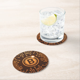 Blockkedja för kryptovaluta för bitcoin BTC-krypto Underlägg Papper Rund