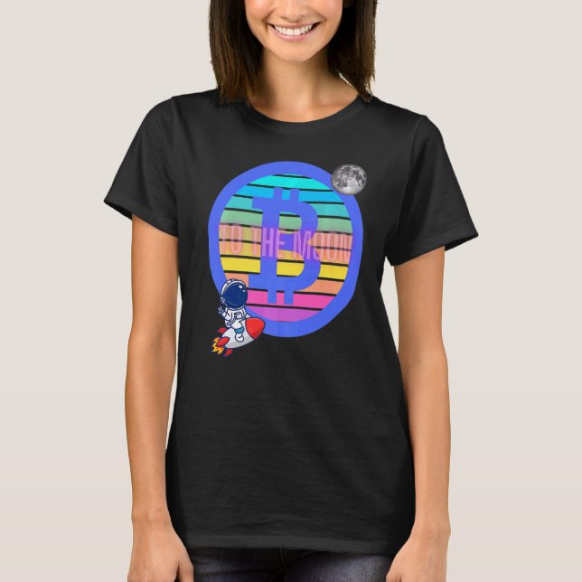 Blockkedjan Bitcoin Exchange BTC till krypto Måne T Shirt (Framsida)