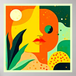 Blockkonst abstrakt Ansikte Färg Poster