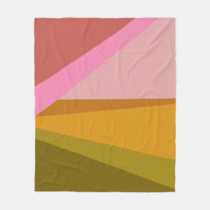 Blockmodern geometrisk konst i Färg Rosa och oli Fleecefilt