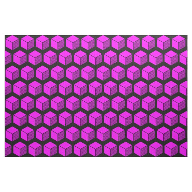 Blockmönster 02 - Magenta på svart Tyg (Yard)