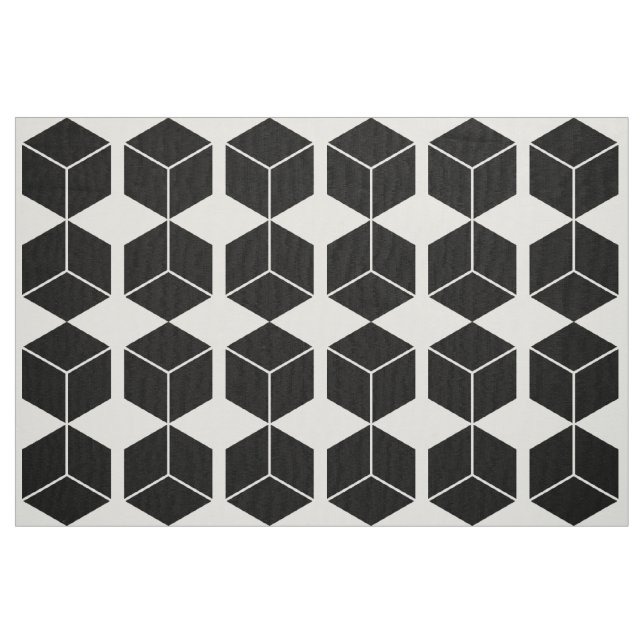 Blockmönster - Svart på vitt Tyg (Fat Quarter)