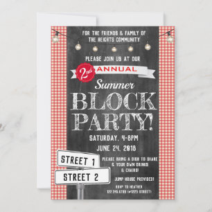 Blockpartsinbjudan, sommargatan Party HOA Inbjudningar