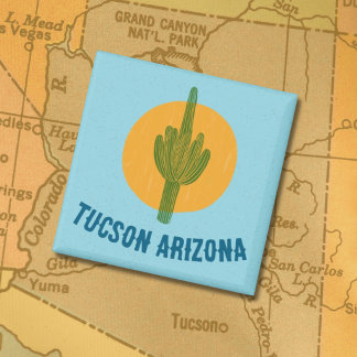 Blockprintstil Tucson Arizona Saguarokaktus Magnet