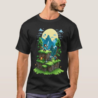 BlockQuest Äventyr - Pixel Art Gamer T-Shirt