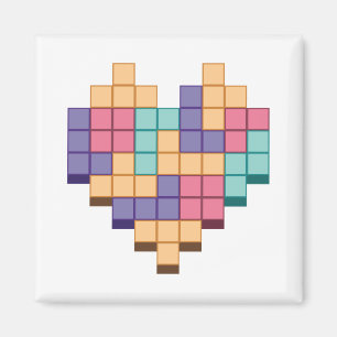 Blockspel Hjärtat Retro Stil Magnet