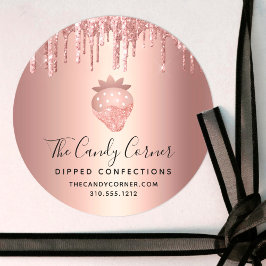 Blocksprickor i jordgubbsbergen Ro Guld Runt Klistermärke