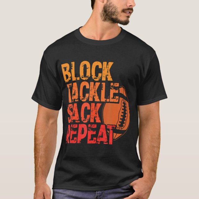 Blockstöt Sack Repetera fotbollsdefensiv T Shirt (Framsida)