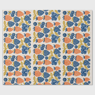 Blocktryck Frukt Konst - Retro Bär Botanisk Presentpapper