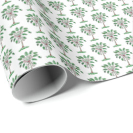 Blocktryck Jul Palmetto Inpackningspapper Presentpapper