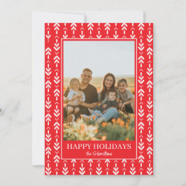 Blocktryckta blad inramade Holiday fotokort Julkort