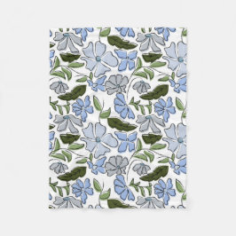 Blockutskrift av blått och Grönt Hand plockade-Blo Fleecefilt