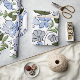 Blockutskrift av blått och Grönt Hand plockade-Blo Presentpapper