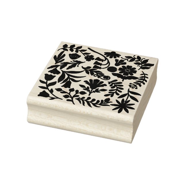 Blockutskrift av blommigtens design stämpel (Stämpel)