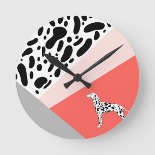 Blockutskrift av Dalmatisk Abstrakt - Rosa av kora Rund Klocka