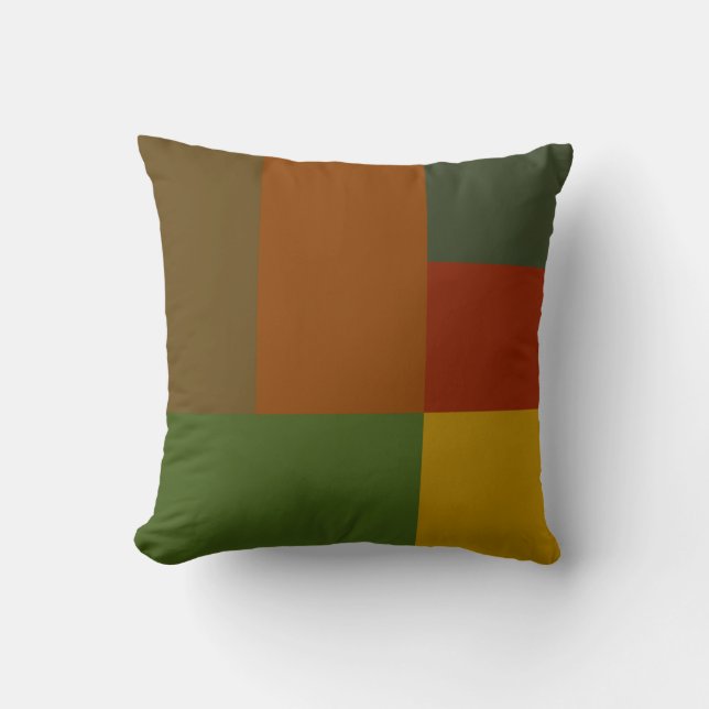 Blockutskrift av Guld Red Oliv grönt Orange Färg Kudde (Framsida)