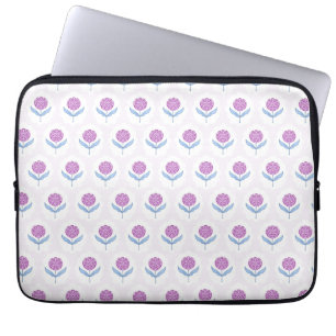 Blockutskrift inspirerad, blommönster för rosa laptop fodral
