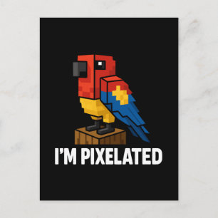 Blocky Jungle Parrot Pixelated Parrot Pixel Art Helg Vykort