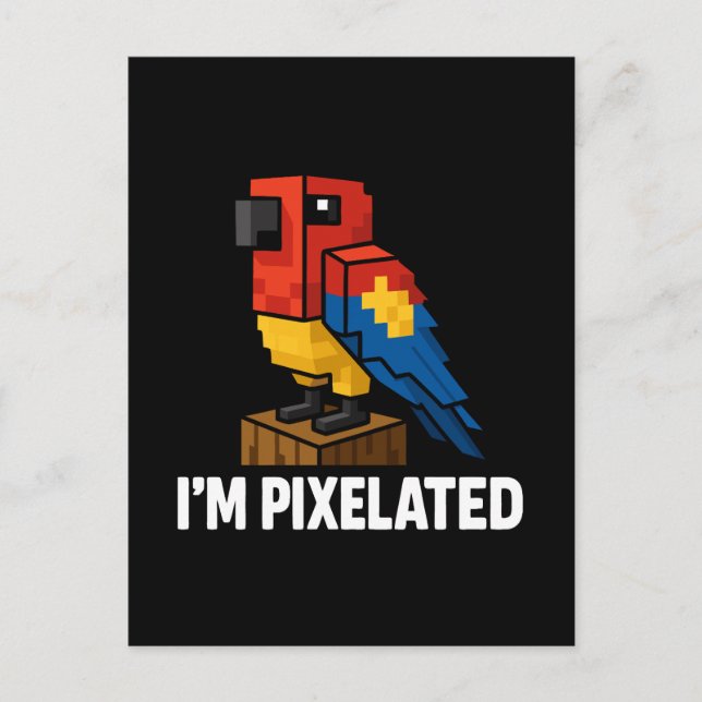 Blocky Jungle Parrot Pixelated Parrot Pixel Art Helg Vykort (Framsida)