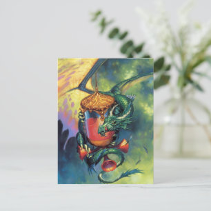 Blod-drake Postkort   Vild drakillustration Vykort