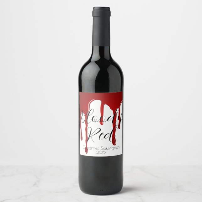 Blod droppande skräck Halloween-design Vinflaska Etikett (Framsida)
