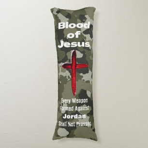 Blod från Jesus Grönt Camo Personlig Prayer Body Kroppskudde