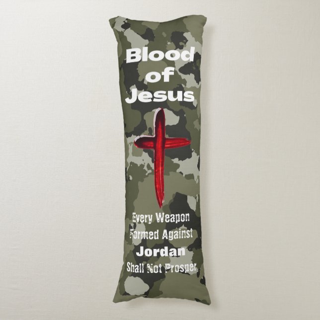 Blod från Jesus Grönt Camo Personlig Prayer Body Kroppskudde (Framsidan Vertikal)
