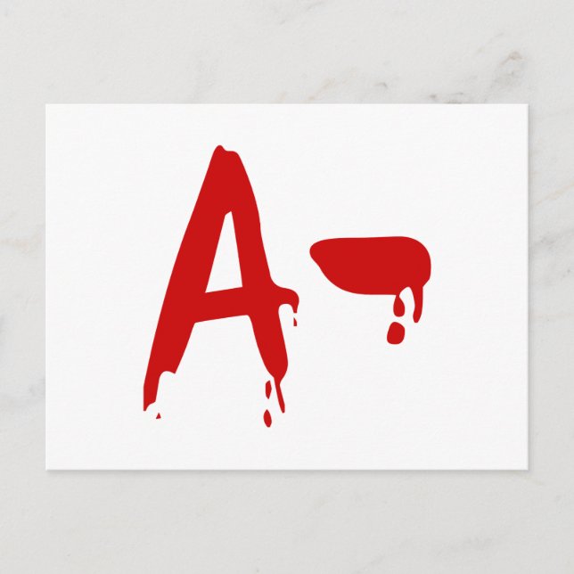 Blod Group A- Negativa #Horror Hospital Vykort (Framsida)