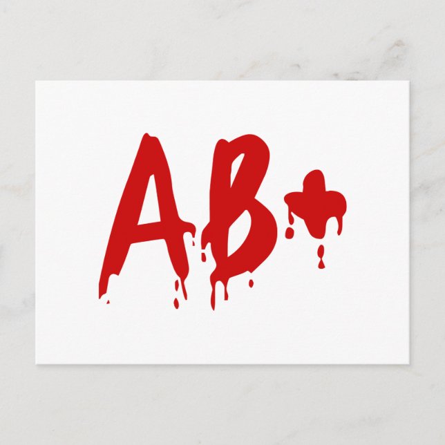 Blod Group AB+ Positive #Horror Hospital Vykort (Framsida)