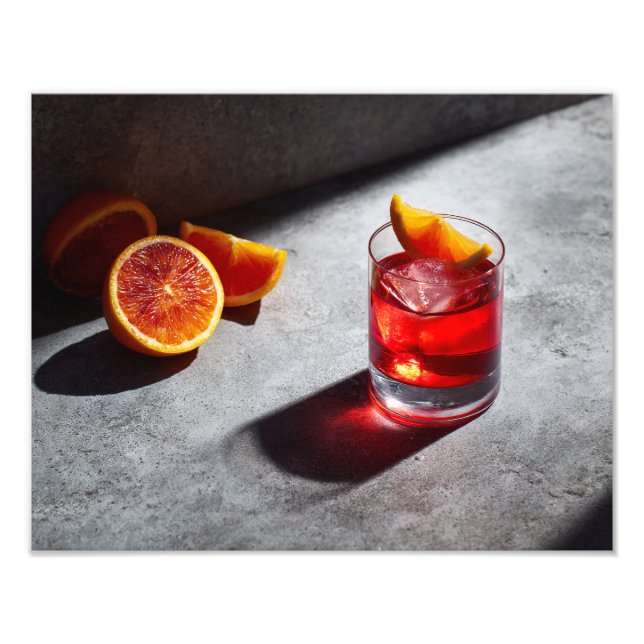 Blod Orange Cocktail Djärv Skuggspel Fototryck (Framsidan)