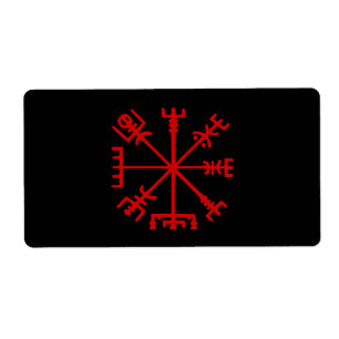 Blod röda Vegvísir (den Viking kompasset) Fraktsedel