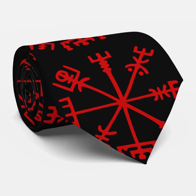 Blod röda Vegvísir (den Viking kompasset) Slips (Rullad)