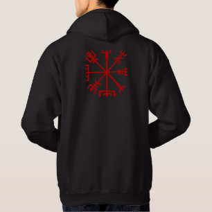 Blod röda Vegvísir (den Viking kompasset) Tröja Med Luva