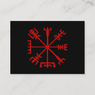 Blod röda Vegvísir (den Viking kompasset) Visitkort