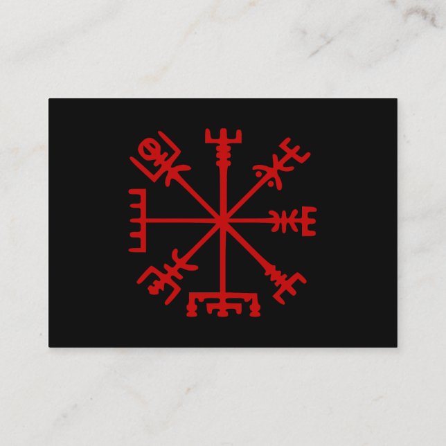 Blod röda Vegvísir (den Viking kompasset) Visitkort (Baksida)