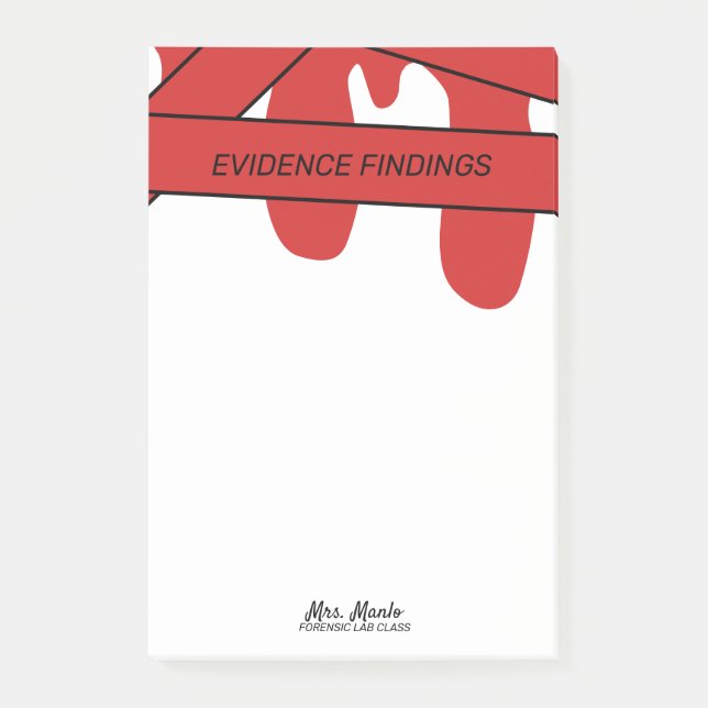 Blod-skript Namn i forensisk LAB-klass Post-it Block (Framsida)
