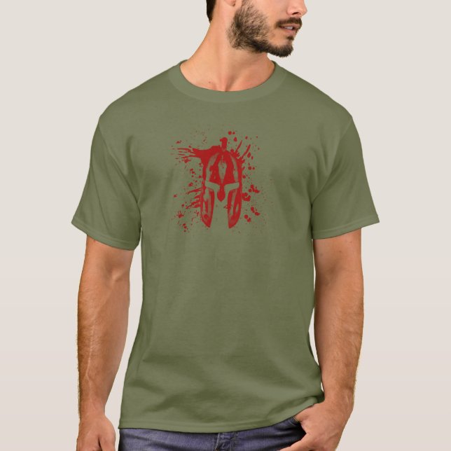 Blod Spartan Helmet American Spartan Molon Labe T Shirt (Framsida)