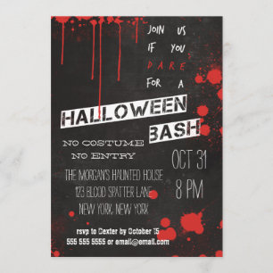 Blod Splatter Chalkboard Coola Halloween Inbjudningar