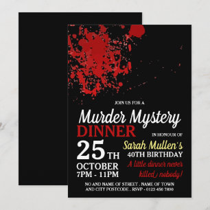 Blod Splatter, mördare Myasty Birthday Middag Inbjudningar