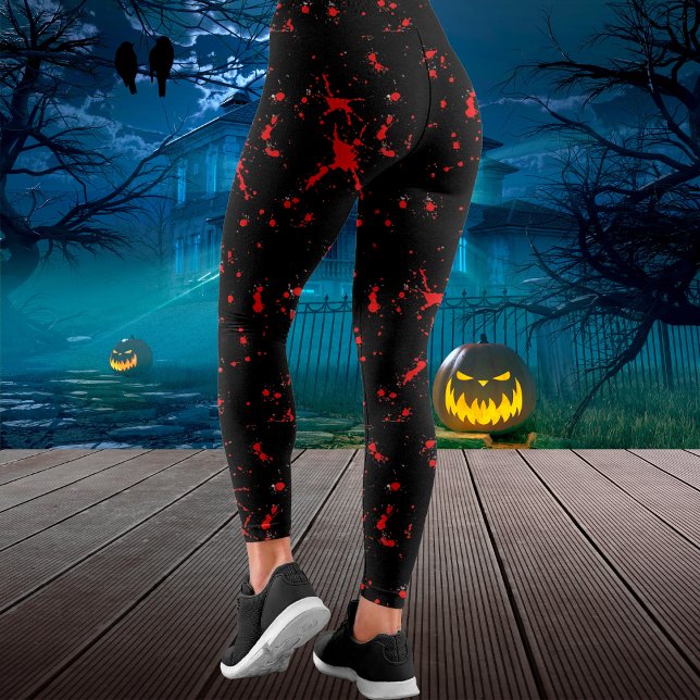 Blod Splatter Red & Black Halloween Leggings (Blood Splatter Red & Black Halloween Leggings)