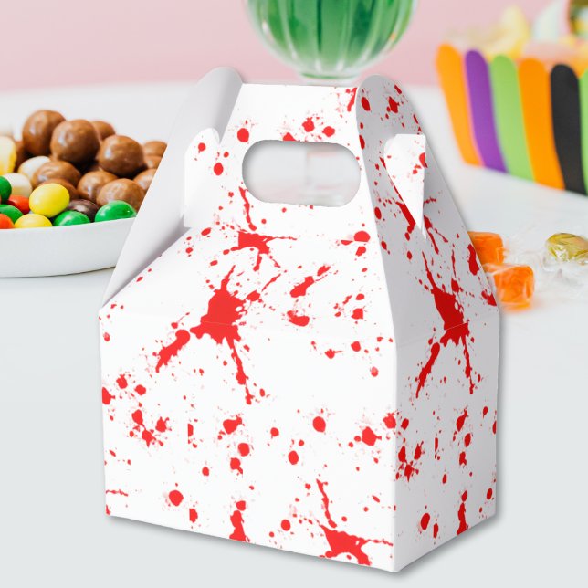 Blod Splatter Red & White Halloween Presentaskar (Blood Splatter Red & White Halloween Favor Box)