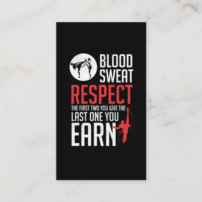 Blod Sweat Respect hapkido taekwondo karate judo Visitkort (Framsida)