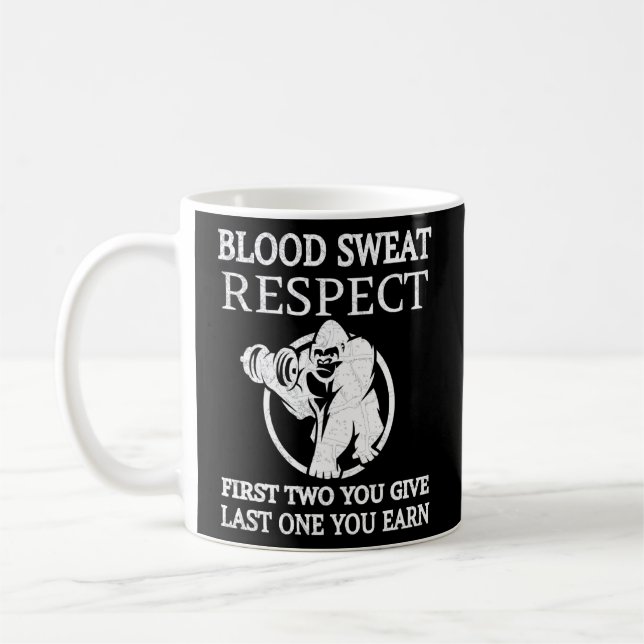 Blod Sweat Respekt First Two You Ge Last One Yo Kaffemugg (Vänster)