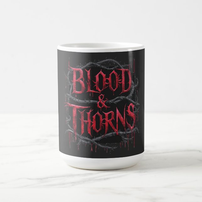 Blod & Thorns Gothic Design - Mörk och Edgy Kaffemugg (Center)