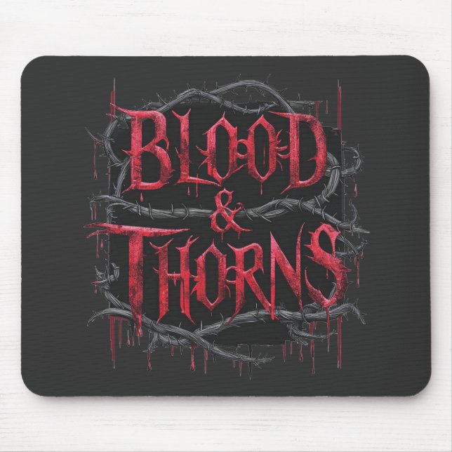 Blod & Thorns Gothic Design - Mörk och Edgy Musmatta (Framsidan)