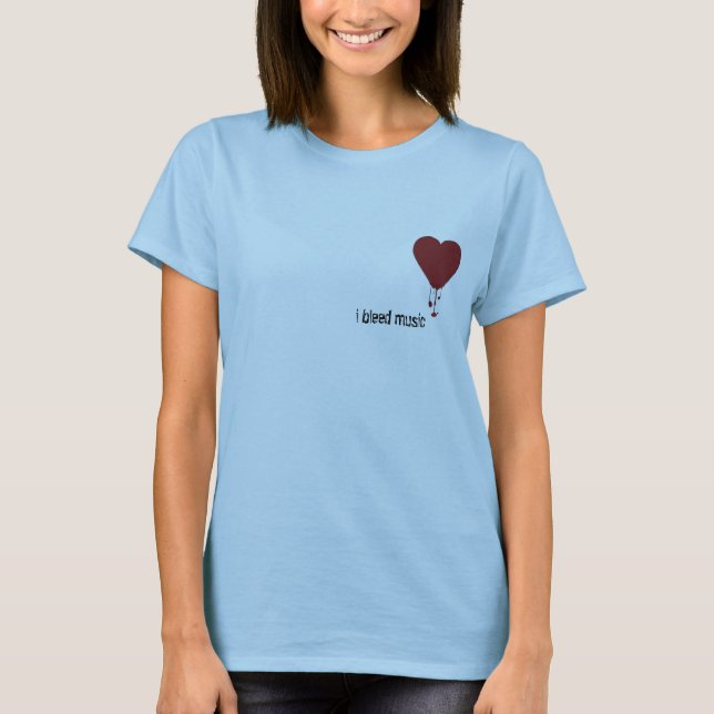 Blöda hjärta, blöder jag musik tee shirt (Framsida)