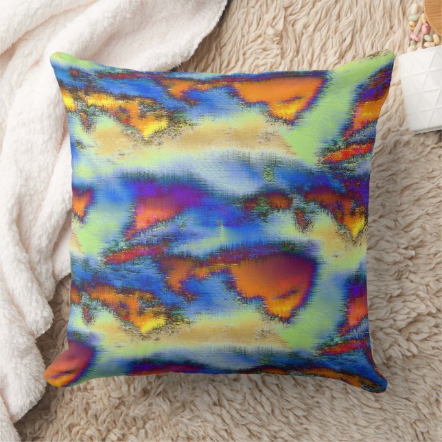 Blöda moln på orange, struktur eller förskjutning kudde (Filt)