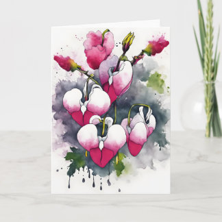 Blödande hjärta - Akvarellblommor Kort