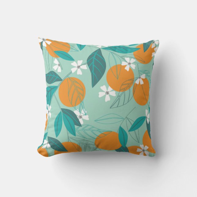 Blodande orangar i löv. illustration kudde (Framsida)