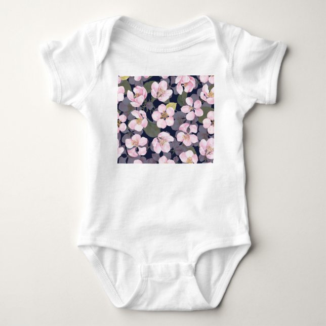 Blodäpple: Mörk blått vattenfärg T Shirt (Framsida)